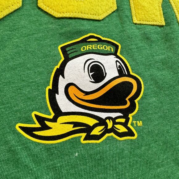 Oregon Ducks Logo LS Raglan Hooded Tee Men’s L Green Gray Box Seat NWT - Picture 4 of 11